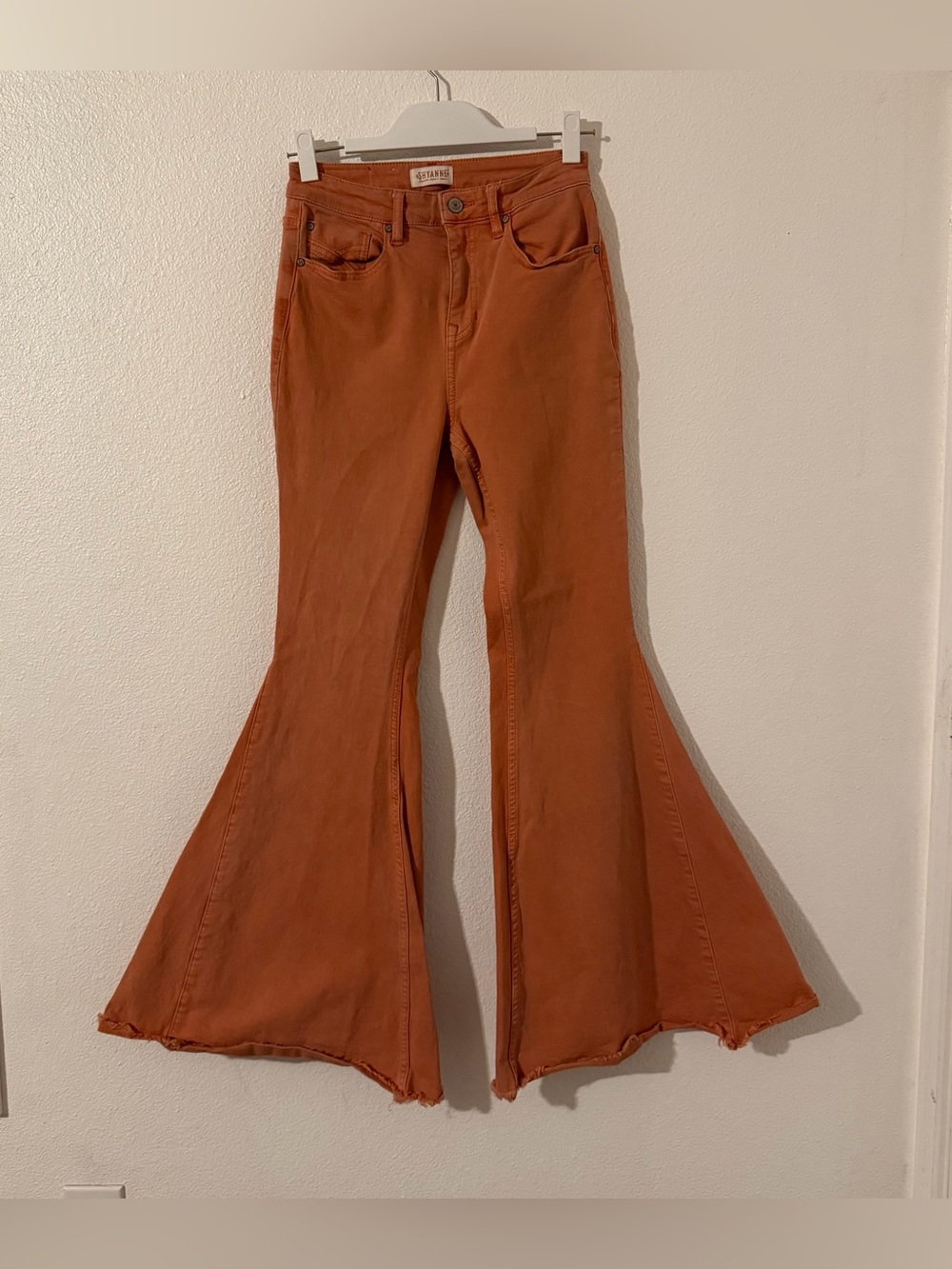 Shyanne Womens Boho Country Flare Western Frayed Bell Bottom Jeans Size 29/34
